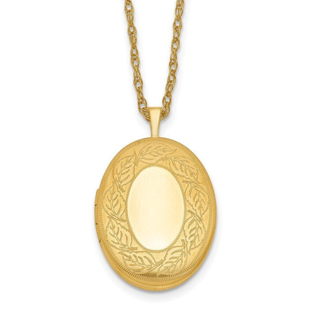 1/20 14K Gold Filled 26mm Leaf Border Oval Locket Necklace
